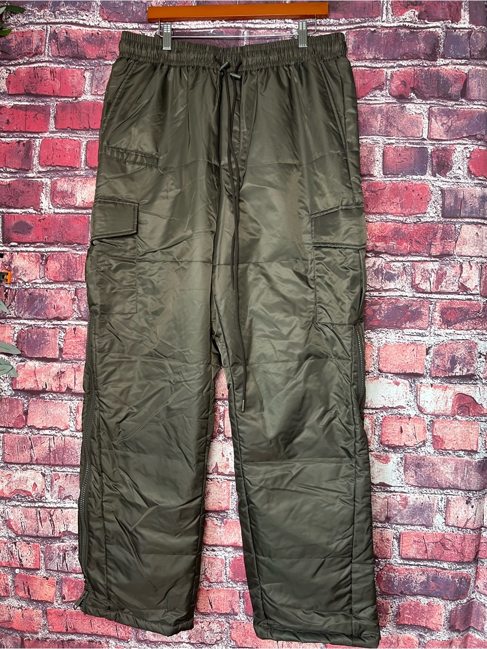 Fashion Nova NovaMen Ride With Me Padded Nylon Pants Size XL Brown